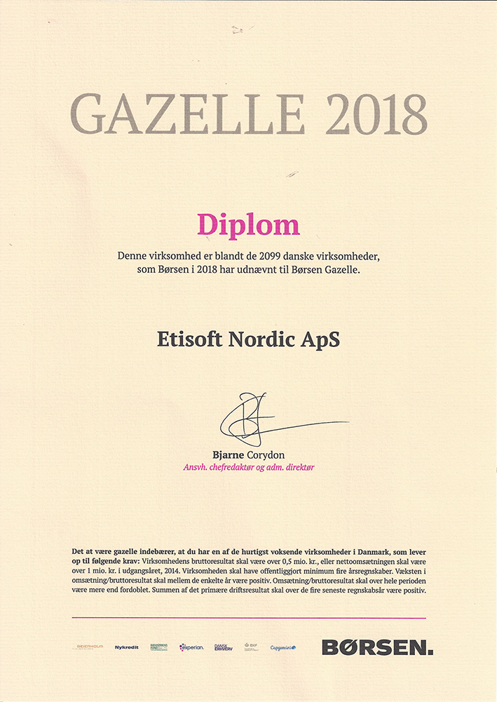 Etisoft Nordic_Børsen Gazellele pris_2018